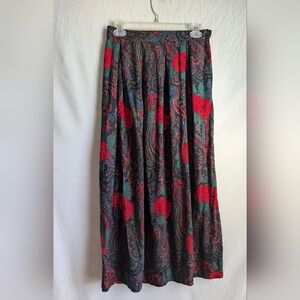 Vintage Floral Rayon Midi Skirt | 90s Boho Floral